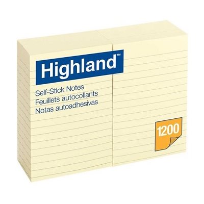 Feuillets autoadhésifs Lignés Highland™ JAUNE Feuillets autoadhésifs Lignés Highland™ JAUNE