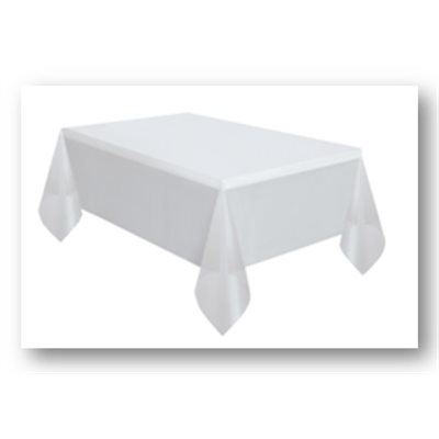 Nappe de plastique rectangulaire couleur BLANCHE - 54"X108" (137 X 274cm)