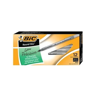 Stylos à bille Round Stic™ NOIR 12 / Bte (Pointe Fine)