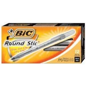 Stylos à bille Round Stic™ NOIR 12 / Bte (Pointe Moyenne)