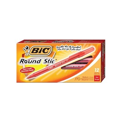 Stylos à bille Round Stic™ ROUGE 12 / Bte (Pointe Moyenne) Stylos à bille Round Stic™ ROUGE 12 / Bte (Pointe Moyenne)
