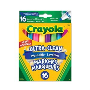 Marqueurs couleurs Assorties Crayola, conique large. 16 / Bte