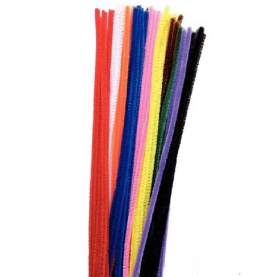 Chenilles couleurs assorties 4mm - 100 / pqt 