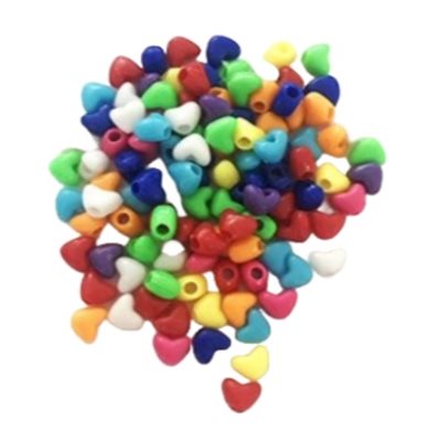 Perles de plastique en forme de COEUR, couleurs assorties 500 / pqt Perles de plastique en forme de COEUR, couleurs assorties 500 / pqt