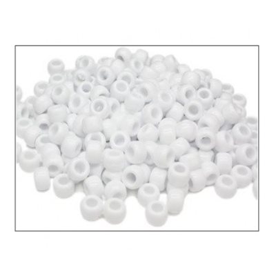 Perles de plastique Pony Opaque, BLANC 9mm 1000 / pqt