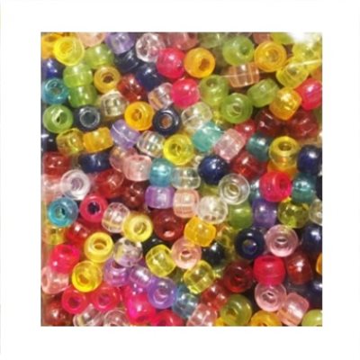 Perles de plastique Pony Translucide, couleurs assorties 9mm 1000 / pqt Perles de plastique Pony Translucide, couleurs assorties 9mm 1000 / pqt