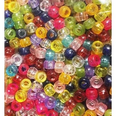 Perles de plastique Pony Translucide, couleurs assorties 9mm 1000 / pqt Perles de plastique Pony Translucide, couleurs assorties 9mm 1000 / pqt
