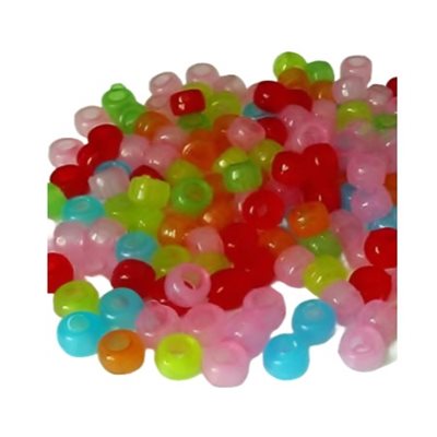 Perles de plastique Pony Translucide FLUO, couleurs assorties 9mm 1000 / pqt Perles de plastique Pony Translucide FLUO, couleurs assorties 9mm 1000 / pqt