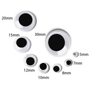 Yeux mobiles noir et blanc assorties - 100 / Pqt