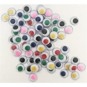 Yeux mobiles couleurs et grandeur assorties - 100 / Pqt