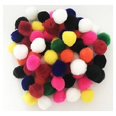 Pompons couleurs Régulières assorties 1 / 2" (13mm) 100 / pqt