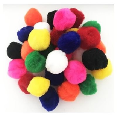 Pompons couleurs Régulières assorties 1" (25mm) 100 / pqt Pompons couleurs Régulières assorties 1" (25mm) 100 / pqt