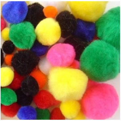 Pompons couleurs Régulières et tailles assorties 100 / pqt