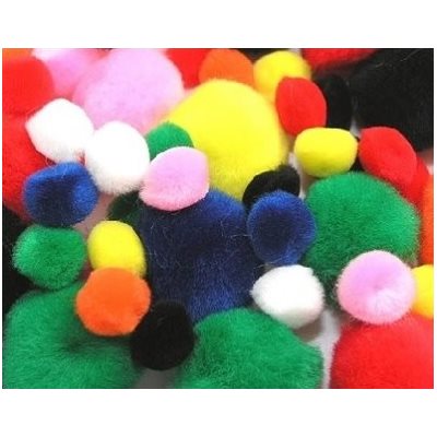 Pompons couleurs et tailles assorties 1000 / pqt Pompons couleurs et tailles assorties 1000 / pqt