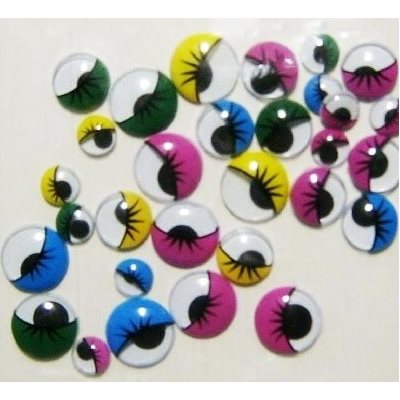 Yeux mobiles avec cils couleurs et grandeur assorties - 100 / Pqt Yeux mobiles avec cils couleurs et grandeur assorties - 100 / Pqt