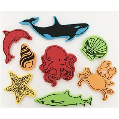 Formes mousse ANIMAUX MARINS (Autocollants) 64 / pqt Formes mousse ANIMAUX MARINS (Autocollants) 64 / pqt
