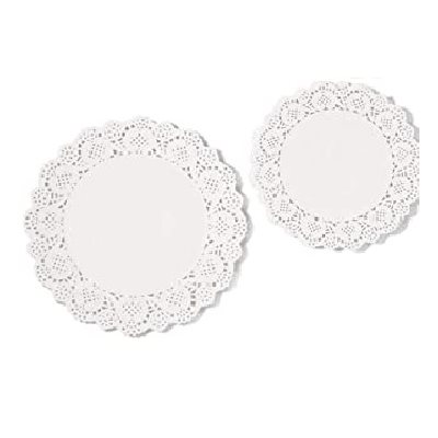 Napperons de papier en dentelle ronds BLANC 6.5" - 100 / Pqt
