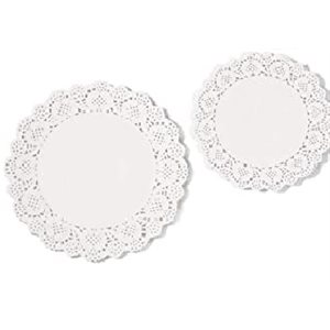 Napperons de papier en dentelle ronds BLANC 6.5" - 100 / Pqt