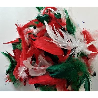 Plumes assorties couleurs NOEL 8g / pqt Plumes assorties couleurs NOEL 8g / pqt