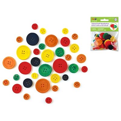 Boutons en bois assorties 40 / pqt Boutons en bois assorties 40 / pqt
