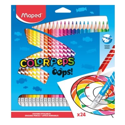 Crayons Maped Effaçables. 24 / Bte Crayons Maped Effaçables. 24 / Bte