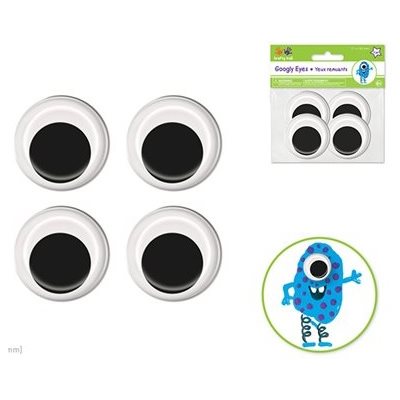 Yeux mobiles noir et blanc 45mm - 4 / Pqt Yeux mobiles noir et blanc 45mm - 4 / Pqt