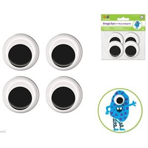 Yeux mobiles noir et blanc 45mm - 4 / Pqt