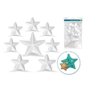 Étoiles en Styromousse dure, grandeur Assorties 2.5" - 4.7" (64mm - 120mm) 8 / pqt