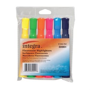Surligneurs Integra 6 couleurs Fluo Biseauté