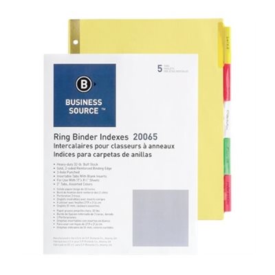 Intercalaires 5 onglets Couleurs. Lettre Intercalaires 5 onglets Couleurs. Lettre