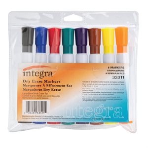 Marqueurs Integra effaçables 8 Couleurs Biseauté