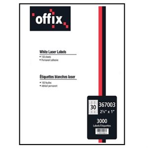 Étiquettes blanches Offix® 2-5 / 8" X 1"