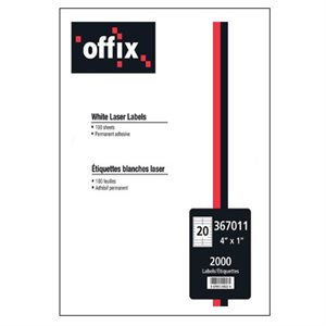 Étiquettes blanches Offix® 4" X 1"