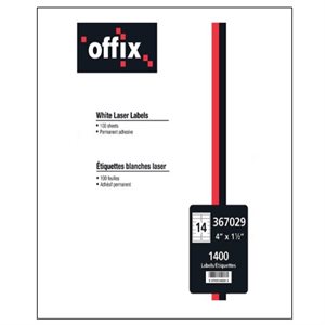 Étiquettes blanches Offix® 4" X 1-1 / 2"
