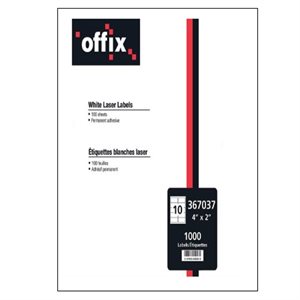 Étiquettes blanches Offix® 4" X 2"