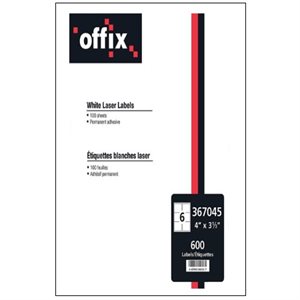 Étiquettes blanches Offix® 4" X 3-1 / 3"