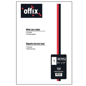 Étiquettes blanches Offix® 8-1 / 2" X 11"