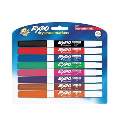 Marqueur effaçable Expo® 8 Couleurs Pointe Fine