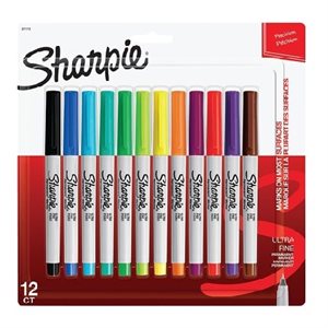 Marqueur permanent ultra-fin Sarpie 12 couleurs