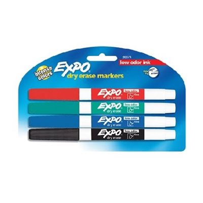 Marqueur effaçable Expo® 4 Couleurs Pointe Fine Marqueur effaçable Expo® 4 Couleurs Pointe Fine