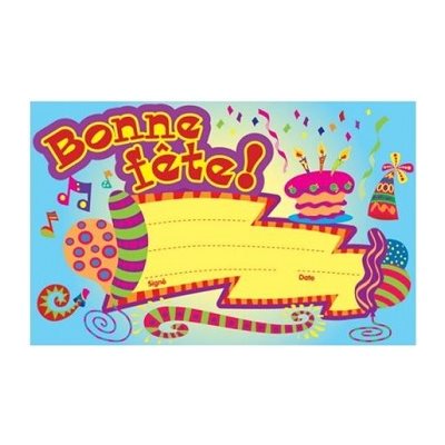 Certificats "Bonne Fête!" 5 1 / 2" X 8 1 / 2" - 25 certificats