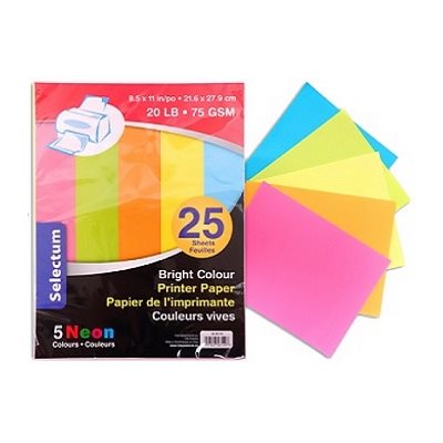 Papier d'impression couleurs NÉON - 25 / Pqt Papier d'impression couleurs NÉON - 25 / Pqt