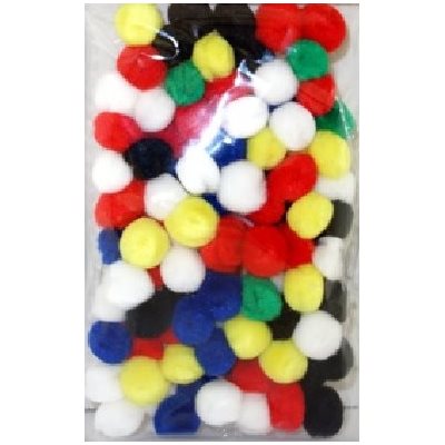 Pompons couleurs Régulières assorties 1 / 4" (6mm) 100 / pqt