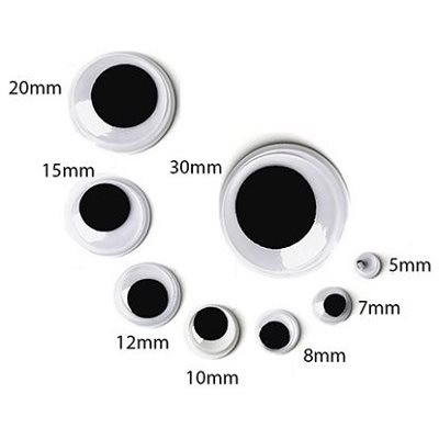 Yeux mobiles noir et blanc 7mm - 50 / Pqt Yeux mobiles noir et blanc 7mm - 50 / Pqt