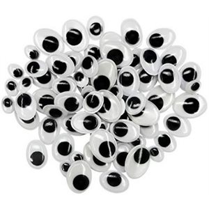 Yeux mobiles Ovales noir et blanc assorties - 100 / Pqt