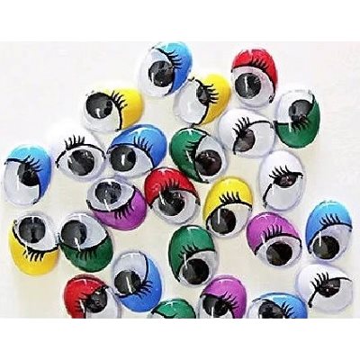 Yeux mobiles Ovales couleurs et grandeur assorties - 100 / Pqt