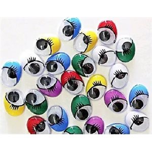 Yeux mobiles Ovales couleurs et grandeur assorties - 100 / Pqt