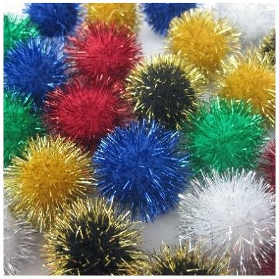 Pompons PAILLETTÉS couleurs assorties 1" (25mm) 40 / pqt