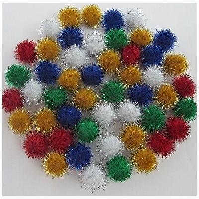 Pompons PAILLETTÉS couleurs assorties 1 / 2" (13mm) 80 / pqt Pompons PAILLETTÉS couleurs assorties 1 / 2" (13mm) 80 / pqt