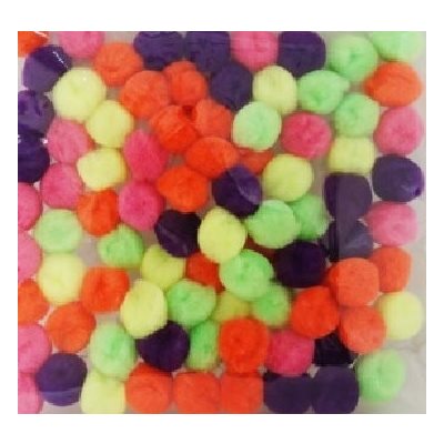 Pompons FLUO couleurs assorties 1 / 2" (13mm) 85 / pqt Pompons FLUO couleurs assorties 1 / 2" (13mm) 85 / pqt